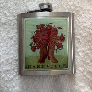 Nashville Cowboy Boot Floral Stainless Steel Flask – New